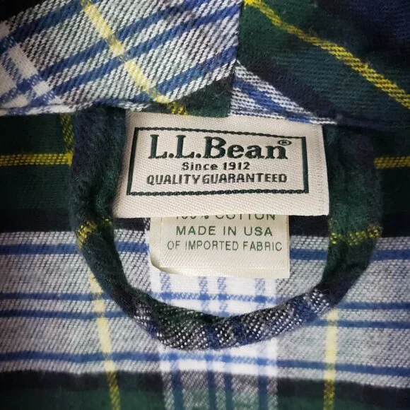 LL Bean Mens XL Gordon Dress Tartan Cotton Flannel Bath Robe Lounge Plaid Cabin - Picture 5 of 7